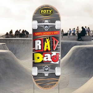 Father&#39;s Day Yard Sign, Rad Dad Skateboard Design Gift Idea, Thrashed Stickers, Lawn Sign or Wall Art Skate Deck Art for Dad, Fathers Day