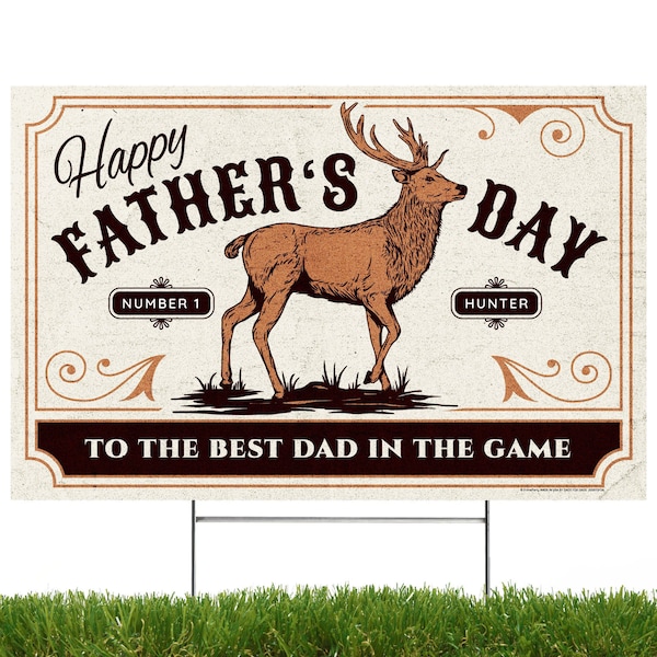 Happy Father's Day Hunting Yard Sign, Garden Banner for Dads Indoor Home Decor Gift ideas for Him or Outdoor Lawn Decoration for Fathers Day
