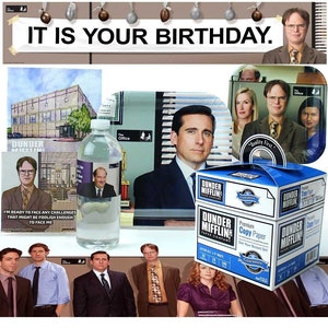 The Office TV Show Party Supplies Kit for 8 Guests- Dunder Mifflin Themed Decorations, Plates, Napkins, Birthday Banner, Favors, and More