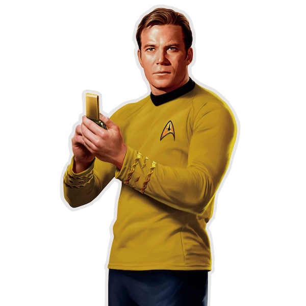 Captain Kirk Cardboard Cutout, Star Trek The Original Series TOS Standees– Trekkie Gift, Party Decorations, Trade Show Display Decor & Prop