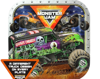 Monster Jam 9&quot; Paper Plates (Set of 8). Each plate is a different Monster Truck. Great for Birthdays, Pre-Funk Arena Show & Tailgate Party