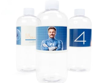 Fantastic Four Bottle Labels (Pack of 16) – Waterproof Party Drink Stickers – Superhero Birthday Decorations