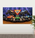 Monster Jam Wall Mural – 3 x 5 Foot Fabric Wall Decoration. Polyester, 4-6 year old boy. Grave Digger Monster Truck