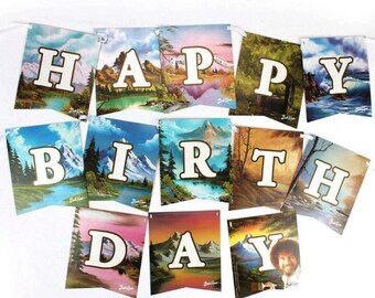 Bob Ross Classic Jointed Birthday Banner Sign