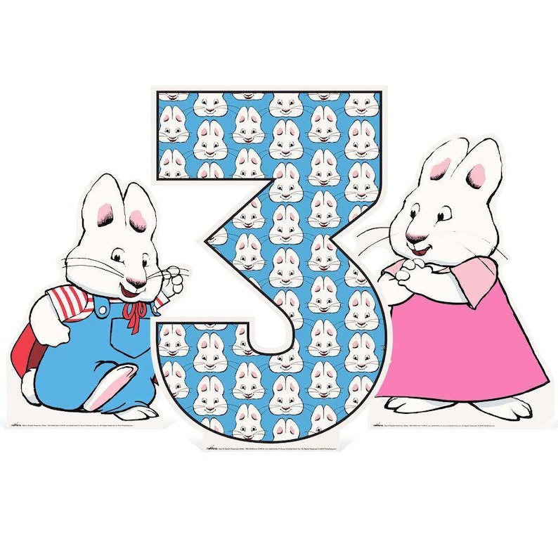 \u2013 1st Birthday 3rd Birthday 2nd Birthday 3-Piece Set Max and Ruby Tabletop Centerpiece Number Cutout re-use as Age Photo Booth Props