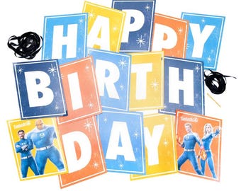Fantastic Four Jointed Flag Banner – 6 Ft Superhero Party Banner – Birthday Wall & Doorway Decoration