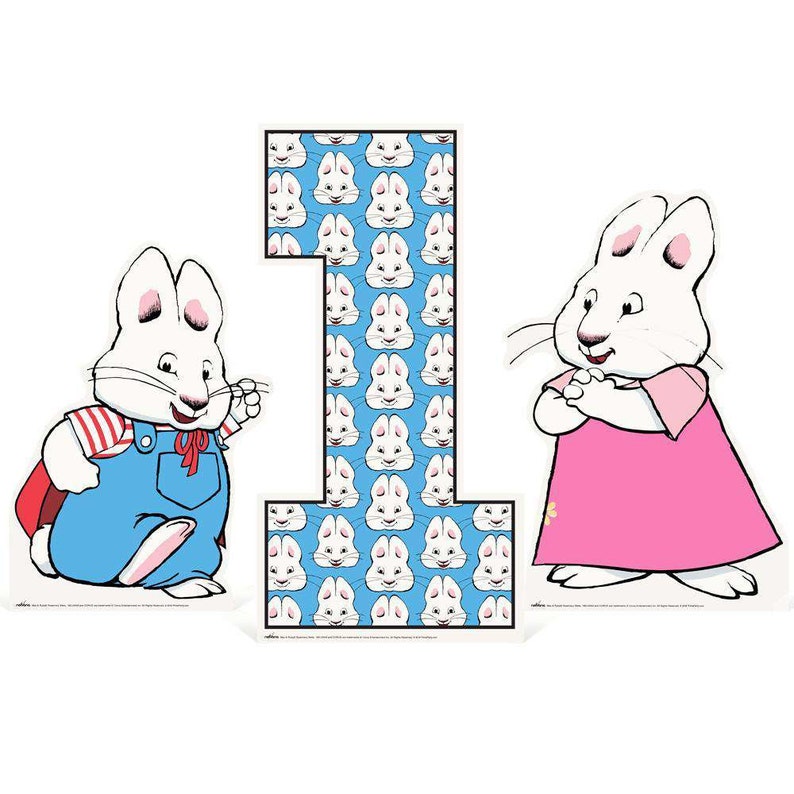 \u2013 1st Birthday 3rd Birthday 2nd Birthday 3-Piece Set Max and Ruby Tabletop Centerpiece Number Cutout re-use as Age Photo Booth Props