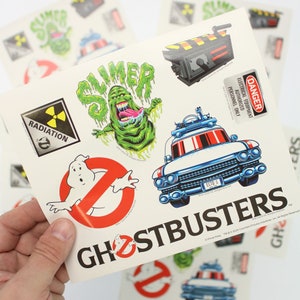 Ghostbusters Sticker Sheets - Pack of 8 | Iconic Stickers with Slimer, No-Ghost Logo, Ecto-1 | Perfect for Party Favors and Decorations