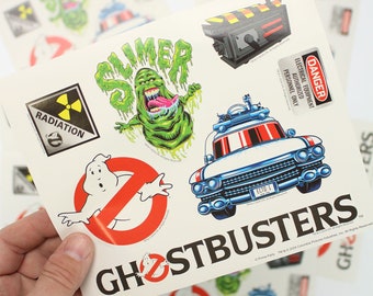 Ghostbusters Sticker Sheets - Pack of 8 | Iconic Stickers with Slimer, No-Ghost Logo, Ecto-1 | Perfect for Party Favors and Decorations