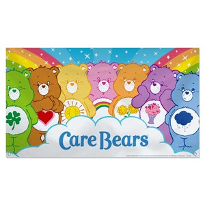 Dekoracja ścienna z tkaniny Care Bears – 5' X 3' kolorowa sztuka do pokoju dziecięcego, dekoracja na przyjęcie urodzinowe, baner na tematyczne przyjęcie, wesoły akcent do pokoju dziecięcego