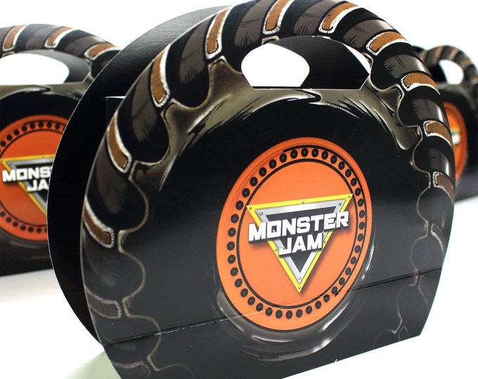 Monster Jam Tire Favor Boxes pack of 8 or for Use as Goody Bags for