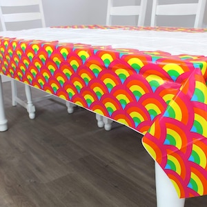 Rainbow Plastic Table Cover – 47&quot; x 108&quot; Tablecloth is Made to match Our Unicorn Party Supplies & Decorations – for Birthdays, LGBTQ Pride