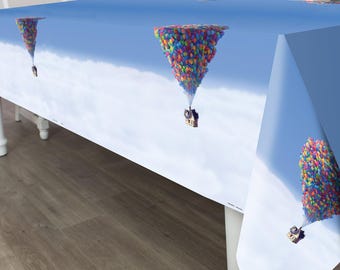 Disney Pixar UP Table Cover | Adventure Party Decorations | Birthday, Baby Shower & Retirement Party Supplies | Balloon House Tablecloth