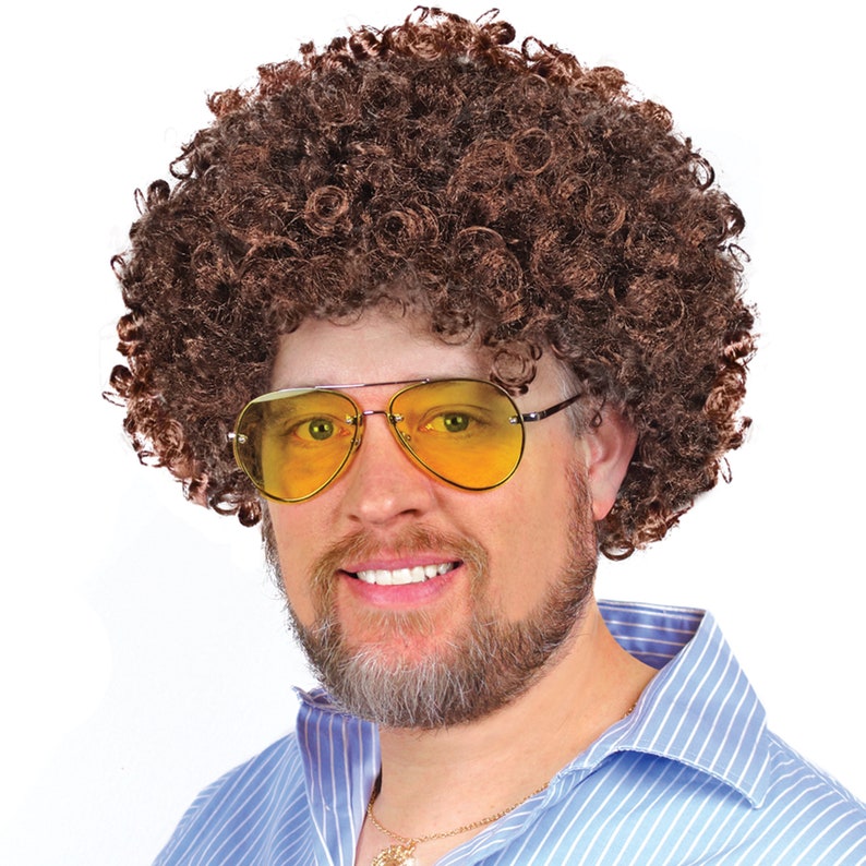 Bob Ross Wig Brown Costume Party Afro Wig for Men, Women, and Kids Bob Ross Costume, Halloween Party & Play image 1