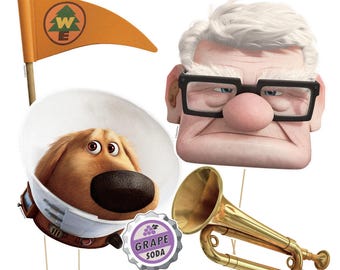 Disney Pixar UP Photo Booth Props | Adventure Party Decorations | Birthday Party Photo Props | Wilderness Explorer Party Supplies