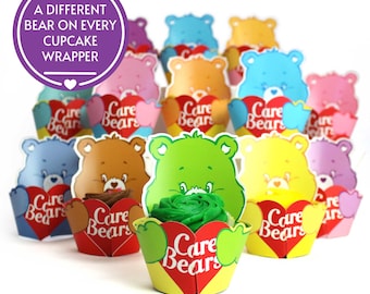 Care Bears Cupcake Wrappers - 12 Pack - Colorful Designs, Rainbow, Star, Heart, and Cloud Patterns. Perfect for Birthdays & Celebrations