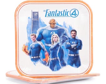 Fantastic Four Dinner Plates – 9 Inch (Pack of 8) – Superhero Party Plates – Sturdy Birthday Tableware