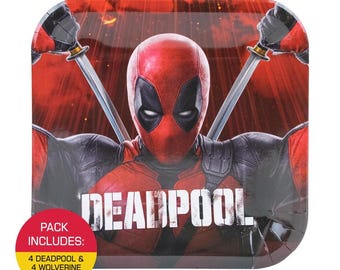 Deadpool Wolverine Dinner Plates 9 Inch– Pack of 8 (4 Wolverine & 4 Deadpool) Marvel Party Supplies Viewing Party Movie Night Birthday BBQ