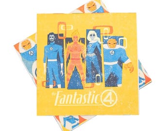 Fantastic Four Beverage Napkins (16 Pack) – Superhero Party Cocktail Napkins – Marvel Birthday Party Supplies