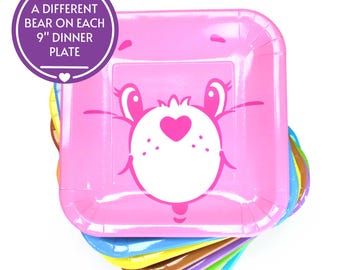 Care Bears Dinner Plates 9" Party Plates (Set of 8) - Vintage 80s, Cute Tableware, Nostalgic Kids Birthday Supplies, Colorful & Fun