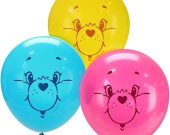 Care Bears Balloons (12-Pack) 10 Inch Colorful Latex in Blue, Pink, Yellow, Perfect for Parties, Birthdays, Kids Events & Themed Celebration