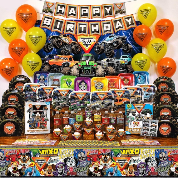Monster Jam Party Supplies & Decorations for Birthday, Watch Parties, 4x4 Tailgate Gatherings, Baby Showers, First Birthdays, and More.