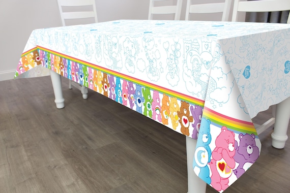 Care Bears Tablecover - Measures 54" wide by 108" long, Vintage Design, Nostalgic, Cheerful & Fun Theme, Retro Design, Colorful Party Decor