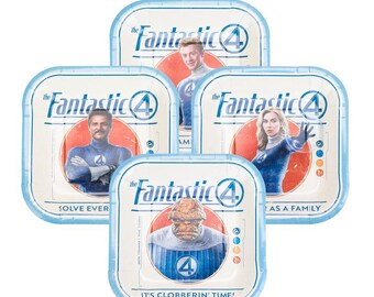 Fantastic Four Dessert Plates (8 Pack) – 7 Inch Superhero Party Plates – Marvel Birthday Party Supplies