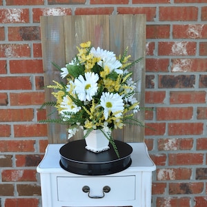White Daisy and Yellow Astilbe Centerpiece, Everyday gift for Mom, Housewarming gift for someone you love, Rustic Table decor, Summer floral