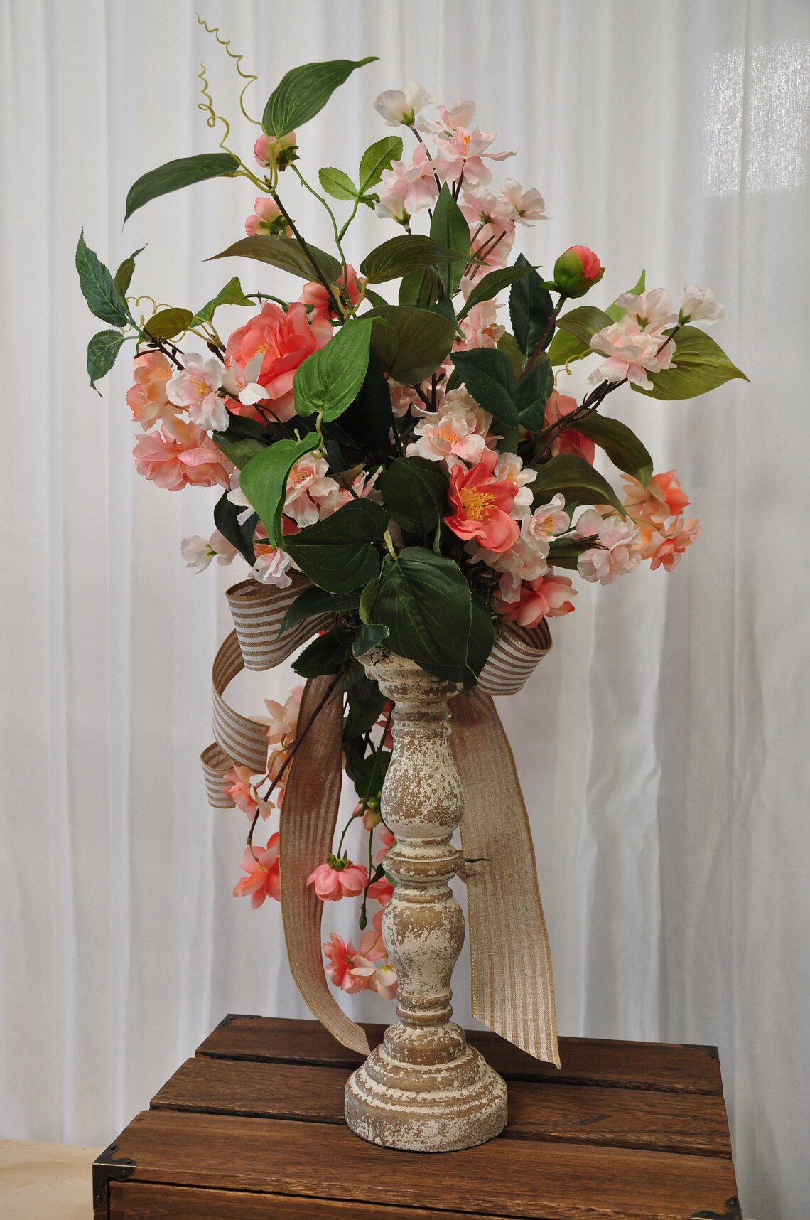 Candlestick Arrangement Floral Centerpiece Farmhouse Table Etsy