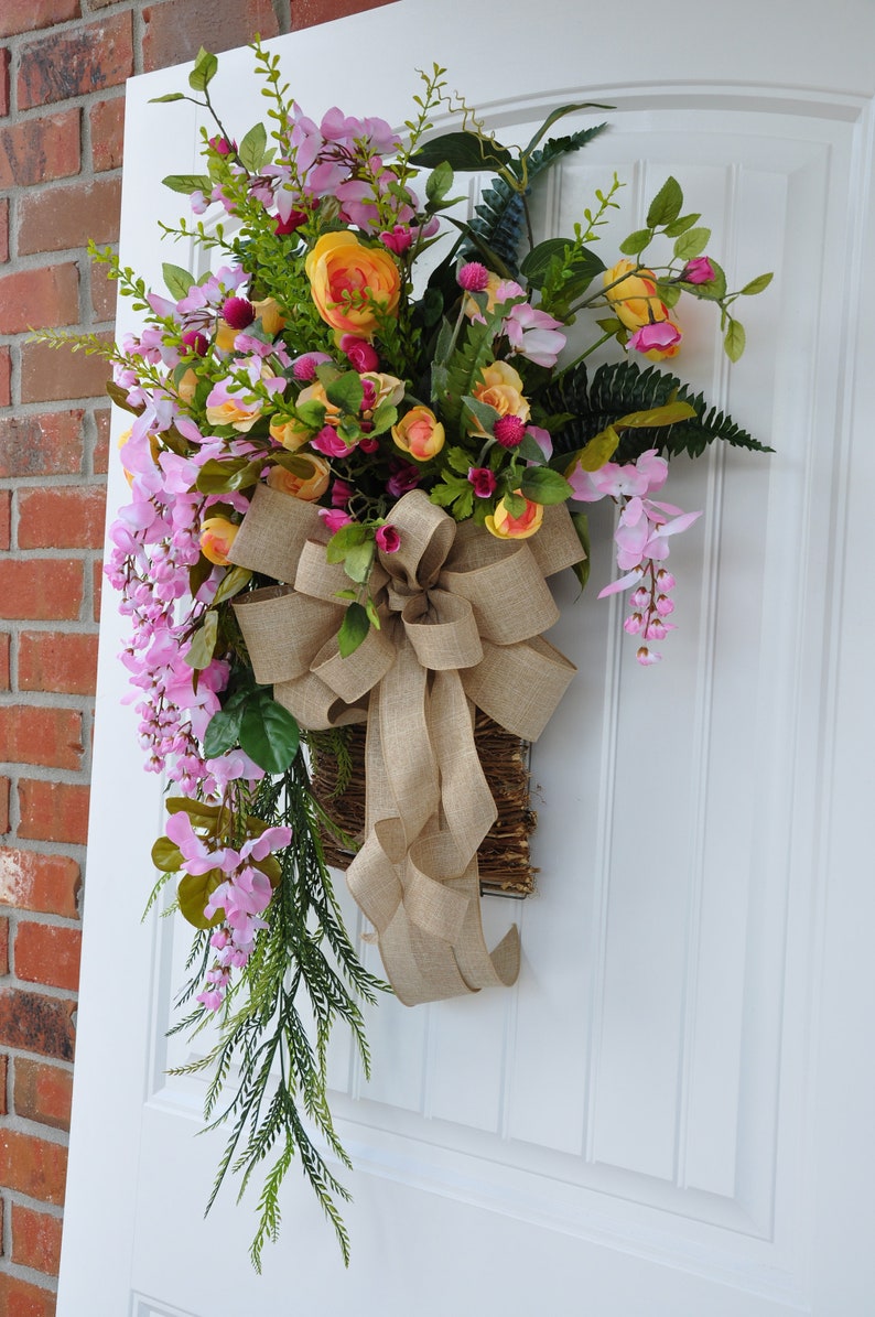 Floral Wall Arrangement Front Door Decor Floral Door Accent Etsy.de