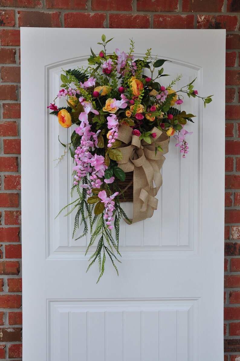 Floral Wall Arrangement Front Door Decor Floral Door Accent Etsy.de
