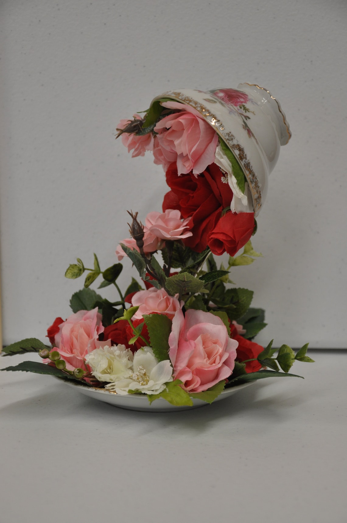 Cup and Saucer Centerpiece Floral Centerpiece Floral Etsy