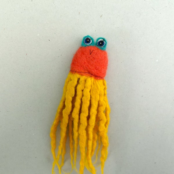 finger puppet yellow red octopus