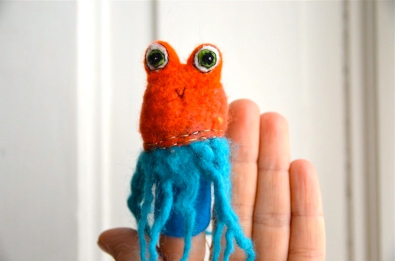 Fingerpuppe rotblauer Oktopus Bild 1