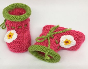 Knitted Babybooties, Babysocks - purple