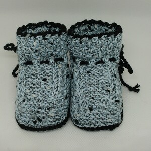 Knitted Babybooties, Babysocks white black image 2