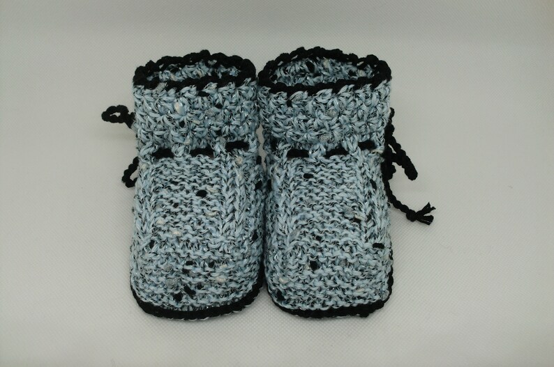 Knitted Babybooties, Babysocks white black image 2