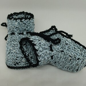 Knitted Babybooties, Babysocks white black image 1