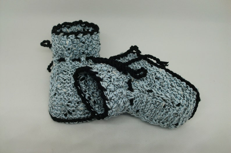 Knitted Babybooties, Babysocks white black image 1