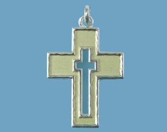 Pendant, chain pendant, cross, silver cross, cross enamelled, sterling silver