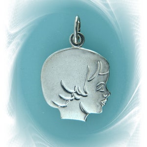 Pendant silver, engraving plate, girl&#39;s head
