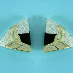 Stud earrings silver, stud earrings onyx bicolor silver