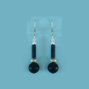 Silver earrings, silver earrings, onyx earrings, silver earrings