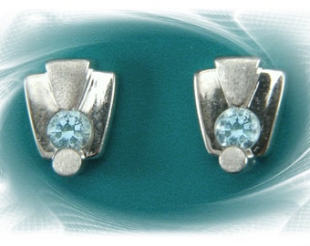 Ear jewellery, ear studs, Silberohr plug, "monument"-stud earrings blue topaz, silver 925/Ooor