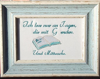 Embroidery picture with saying