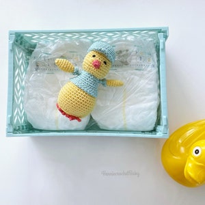 Patito de ganchillo, peluche de bebé de ganchillo, regalo, pato con gorro, regalo para baby shower, regalo de Pascua