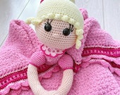 Knuffeldeken baby, kleed spelen, Doornroosje deken, prinses pop, cadeau  aanstaande moeder, babymeisje, babyfeestje meisje, speelkleed pop