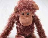 Speelgoed baby kleuter, slingeraap gehaakt, speelgoed knuffel, kraamcadeau, knuffeldier aap donkerbruin, amigurumi, cadeau baby of kind.