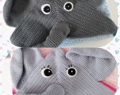 Babydeken olifant met capuchon, omslagdoek baby, deken gehaakt, knuffeldeken olifant, speeldeken, badcape, doek voor baby aankleedkussen